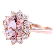 2.05 Carat Natural Morganite 14K Solid Rose Gold Diamond Ring - Fashion Strada