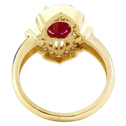 2.50 Carat Natural Ruby 14K Solid Yellow Gold Diamond Ring - Fashion Strada