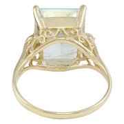 4.72 Carat Natural Aquamarine 14K Solid Yellow Gold Diamond Ring - Fashion Strada