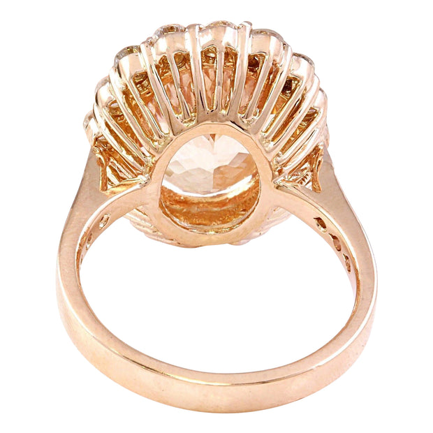 6.82 Carat Natural Morganite 14K Solid Rose Gold Diamond Ring - Fashion Strada