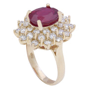 6.30 Carat Natural Ruby 14K Solid Yellow Gold Diamond Ring - Fashion Strada