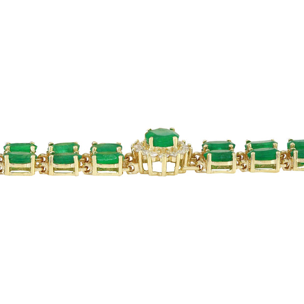 20.70 Carat Natural Emerald 14K Solid Yellow Gold Diamond Bracelet - Fashion Strada