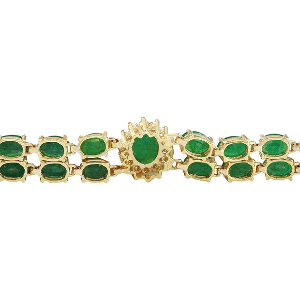 20.70 Carat Natural Emerald 14K Solid Yellow Gold Diamond Bracelet - Fashion Strada