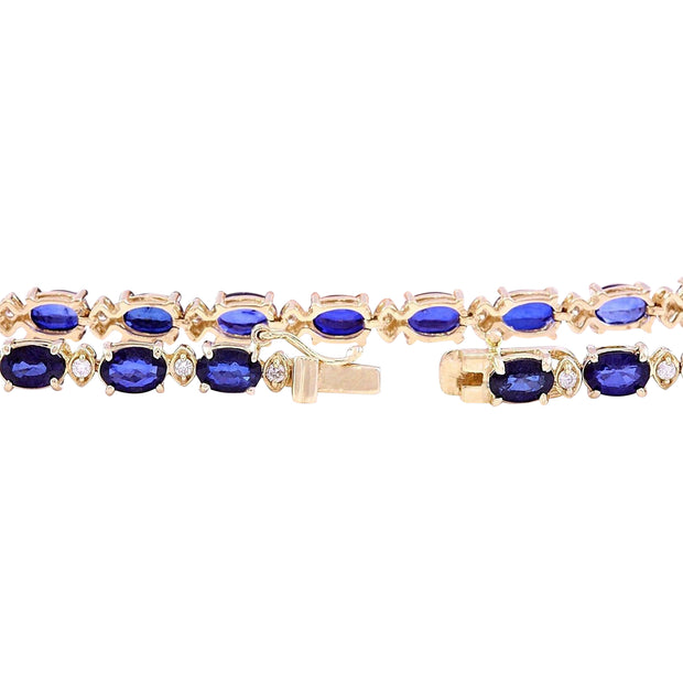 16.97 Carat Natural Sapphire 14K Solid Yellow Gold Diamond Bracelet - Fashion Strada