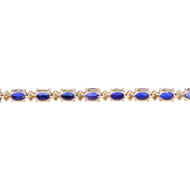 16.97 Carat Natural Sapphire 14K Solid Yellow Gold Diamond Bracelet - Fashion Strada
