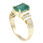 2.55 Carat Natural Emerald 14K Solid Yellow Gold Diamond Ring - Fashion Strada