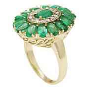 4.10 Carat Natural Emerald 14K Solid Yellow Gold Diamond Ring - Fashion Strada