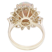 4.85 Carat Natural Opal 14K Solid Yellow Gold Diamond Ring - Fashion Strada