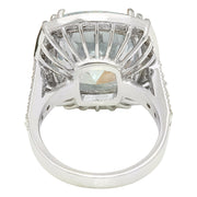 11.10 Carat Natural Aquamarine 14K Solid White Gold Diamond Ring - Fashion Strada