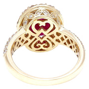 3.98 Carat Natural Ruby 14K Solid Yellow Gold Diamond Ring - Fashion Strada