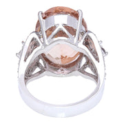 12.56 Carat Natural Morganite 14K Solid White Gold Diamond Ring - Fashion Strada