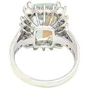 7.43 Carat Natural Aquamarine 14K Solid White Gold Diamond Ring - Fashion Strada