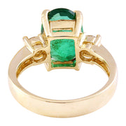 4.60 Carat Natural Emerald 14K Solid Yellow Gold Diamond Ring - Fashion Strada