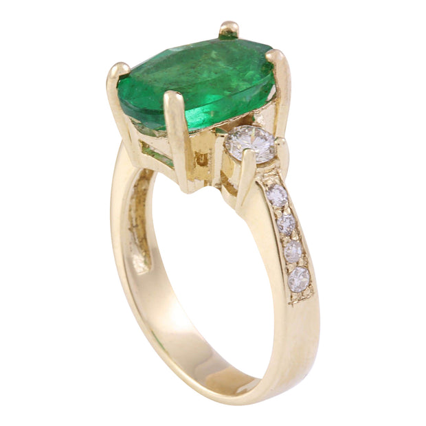 4.60 Carat Natural Emerald 14K Solid Yellow Gold Diamond Ring - Fashion Strada