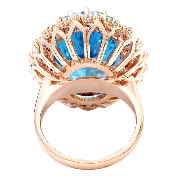 19.21 Carat Natural Topaz 14K Solid Rose Gold Diamond Ring - Fashion Strada