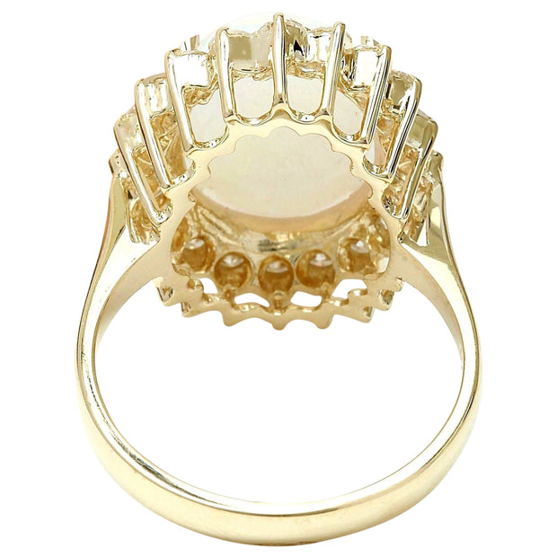 5.55 Carat Natural Opal 14K Solid Yellow Gold Diamond Ring - Fashion Strada