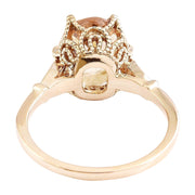 2.15 Carat Natural Morganite 14K Solid Rose Gold Diamond Ring - Fashion Strada