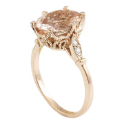 2.15 Carat Natural Morganite 14K Solid Rose Gold Diamond Ring - Fashion Strada
