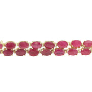 32.15 Carat Natural Ruby 14K Solid Yellow Gold Diamond Bracelet - Fashion Strada