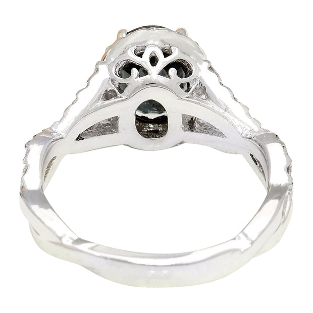 2.80 Carat Natural Sapphire 14K Solid White Gold Diamond Ring - Fashion Strada