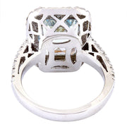 6.05 Carat Natural Aquamarine 14K Solid White Gold Diamond Ring - Fashion Strada