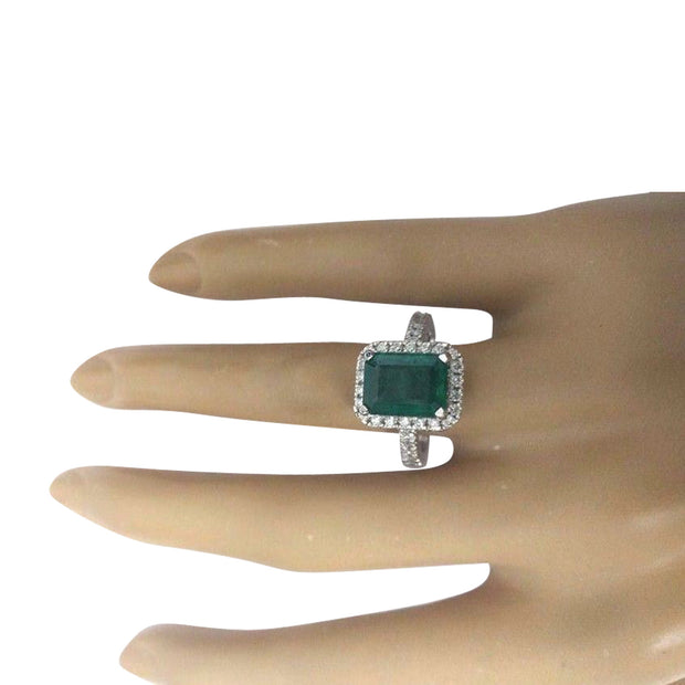 4.80 Carat Natural Emerald 14K Solid Yellow Gold Diamond Ring - Fashion Strada