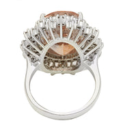 10.68 Carat Natural Morganite 14K Solid White Gold Diamond Ring - Fashion Strada