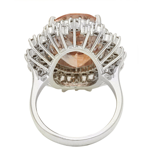 10.68 Carat Natural Morganite 14K Solid White Gold Diamond Ring - Fashion Strada
