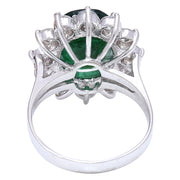 4.68 Carat Natural Emerald 14K Solid White Gold Diamond Ring - Fashion Strada