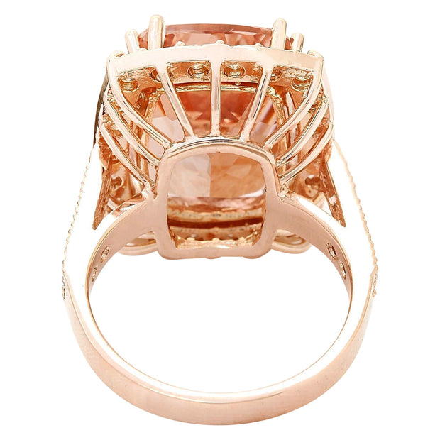 13.63 Carat Natural Morganite 14K Solid Rose Gold Diamond Ring - Fashion Strada