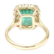 4.50 Carat Natural Emerald 14K Solid Yellow Gold Diamond Ring - Fashion Strada
