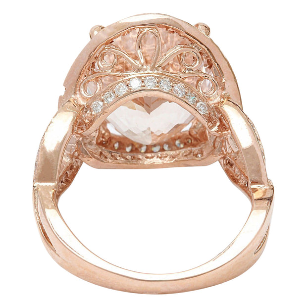 8.19 Carat Natural Morganite 14K Solid Rose Gold Diamond Ring - Fashion Strada