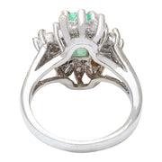 2.47 Carat Natural Emerald 14K Solid White Gold Diamond Ring