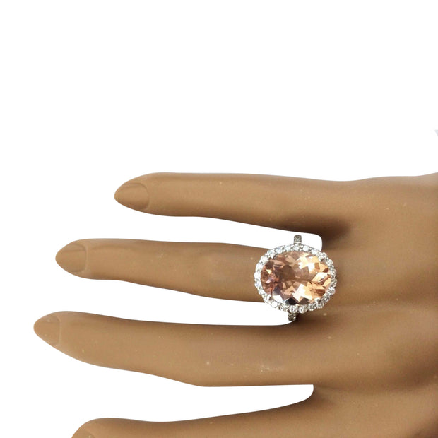6.57 Carat Natural Morganite 14K Solid White Gold Diamond Ring - Fashion Strada