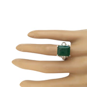 6.10 Carat Natural Emerald 14K Solid White Gold Diamond Ring - Fashion Strada