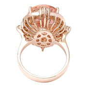 12.16 Carat Natural Morganite 14K Solid Rose Gold Diamond Ring - Fashion Strada