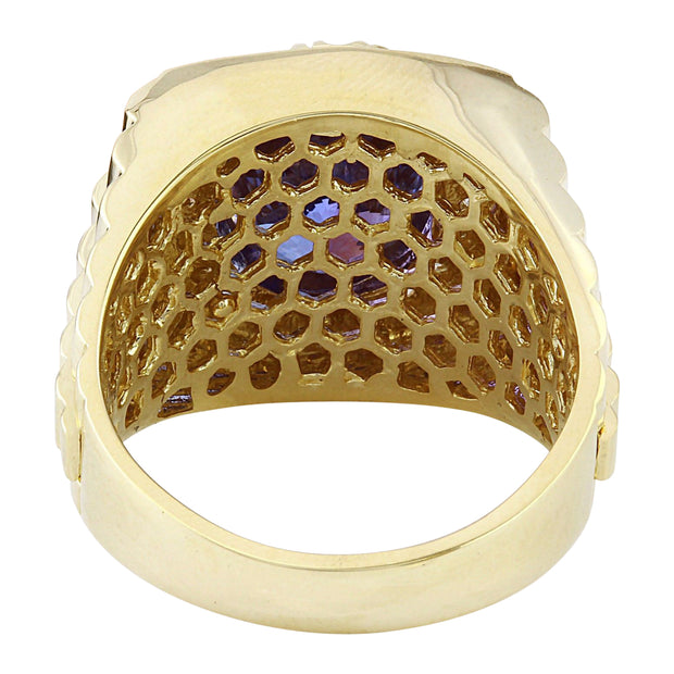 8.06 Carat Natural Tanzanite 14K Solid Yellow Gold Diamond Ring - Fashion Strada
