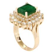 6.58 Carat Natural Emerald 14K Solid Yellow Gold Diamond Ring - Fashion Strada