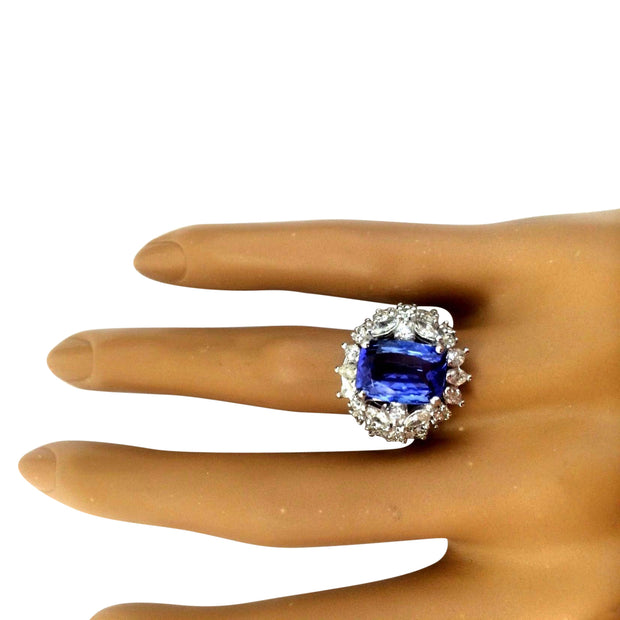 5.35 Carat Natural Tanzanite 14K Solid White Gold Diamond Ring - Fashion Strada