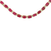 30.75 Carat Natural Ruby 14K Solid Yellow Gold Diamond Necklace - Fashion Strada