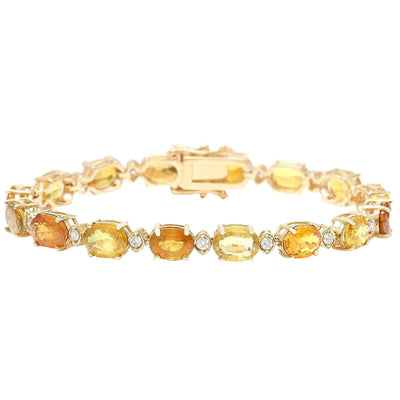 30.65 Carat Natural Sapphire 14K Solid Yellow Gold Diamond Bracelet - Fashion Strada