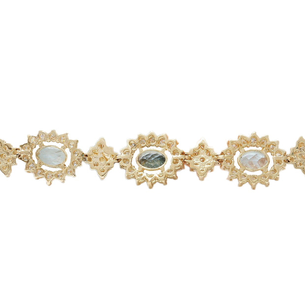 12.54 Carat Natural Aquamarine 14K Solid Yellow Gold Diamond Bracelet - Fashion Strada