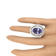 10.31 Carat Natural Tanzanite 14K Solid White Gold Diamond Ring - Fashion Strada
