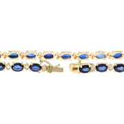 13.40 Carat Natural Sapphire 14K Solid Yellow Gold Diamond Bracelet - Fashion Strada
