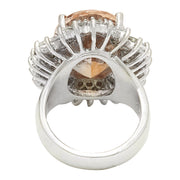 14.61 Carat Natural Morganite 14K Solid White Gold Diamond Ring - Fashion Strada