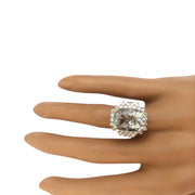 8.61 Carat Natural Aquamarine 14K Solid White Gold Diamond Ring - Fashion Strada