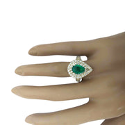 3.00 Carat Natural Emerald 14K Solid Yellow Gold Diamond Ring - Fashion Strada