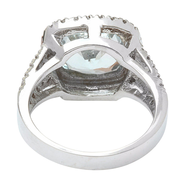 5.60 Carat Natural Aquamarine 14K Solid White Gold Diamond Ring - Fashion Strada
