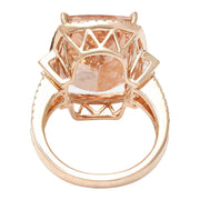 14.64 Carat Natural Morganite 14K Solid Rose Gold Diamond Ring - Fashion Strada