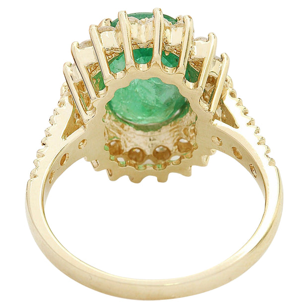 3.98 Carat Natural Emerald 14K Solid Yellow Gold Diamond Ring - Fashion Strada